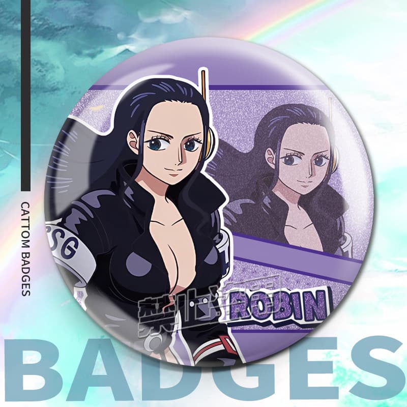 One Piece Anime Merchandise 2D Silver Glitter Double Flash Badge Fan-Made Tin Pin Brooch Gift