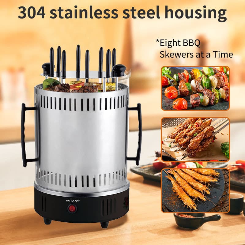 Export barbecue oven household fully automatic rotary skewers machine grilled beef and mutton skewers barbecue plate 6113sokany