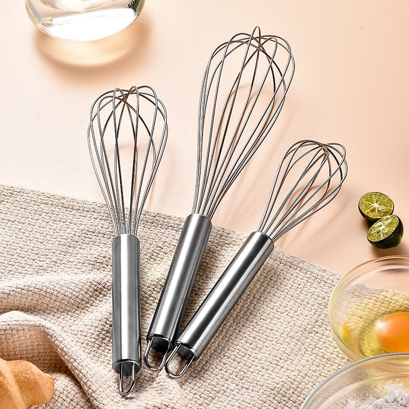 Kitchen Tool Egg Whisk 8, 10, 12 Inch Stainless Steel Egg Beater Manual Egg Whisk