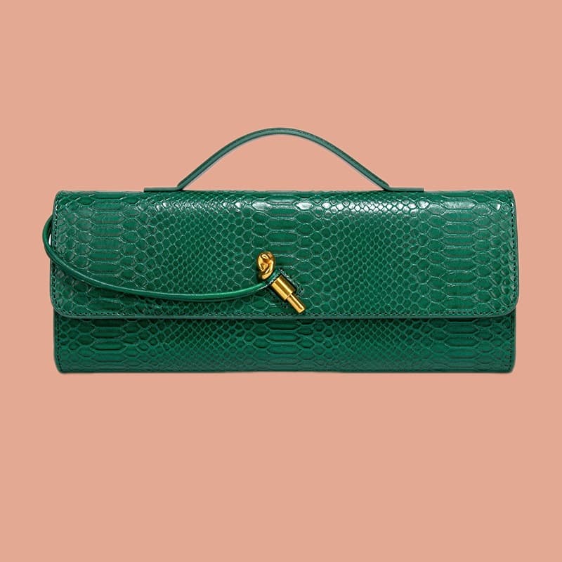 Cross-border Foreign Trade Horizontal Style Women's Handheld Dinner Bag, Vintage Stone Pattern Chinese Baguette Bag, Accordion-Style Versatile Single Shoulder Diagonal Bag