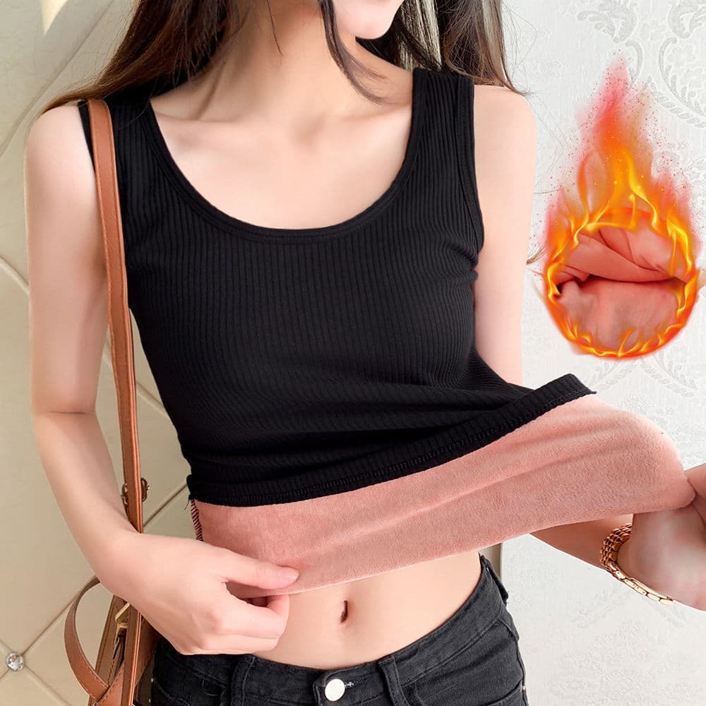 Autumn/Winter New Fleece-Lined Thermal Vest for Women, Slim-Fit Thickened Cold-Resistant Versatile Top, Outerwear Slimming Base Layer