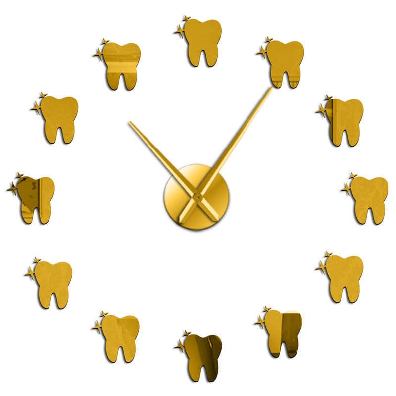 Frameless DIY Large Wall Clock 12 Teeth Shape Acrylic Wall Clock Dentist Clinic Decorative Mute Clock