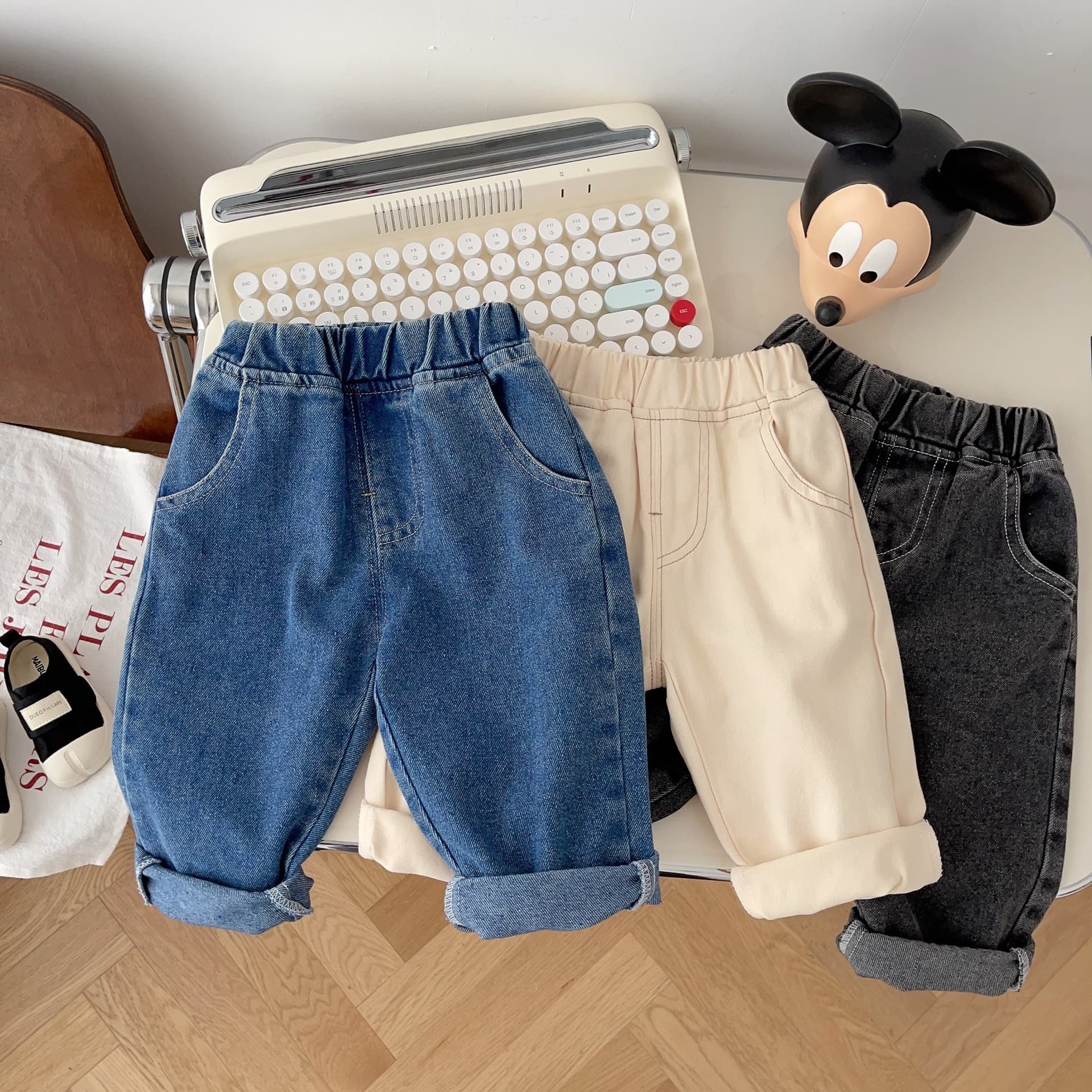 Children's Solid Color Jeans Spring/Autumn Baby Boy Simple Soft Casual Pants Korean Style Toddler Versatile Pants Trendy
