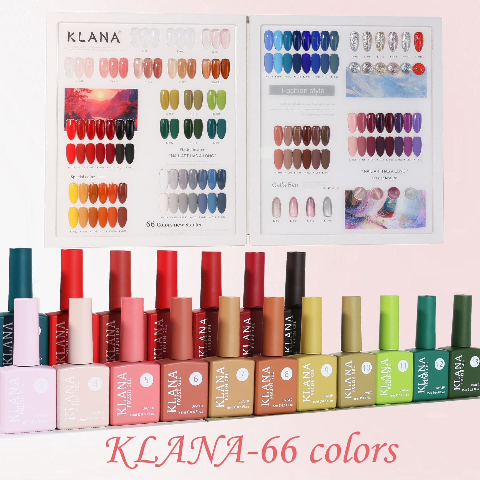 2026 New Nail Gel Polish Full Set 66 Colors One Bottle One Color Plant-Based Eco-Friendly Gel 15ml Nail Kit Box