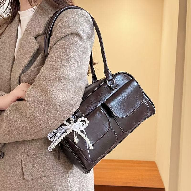 Korean Style Vintage Bow Underarm Bag for Women 2025 New Fashion Shoulder Handbag Commuter Versatile Small Square Bag