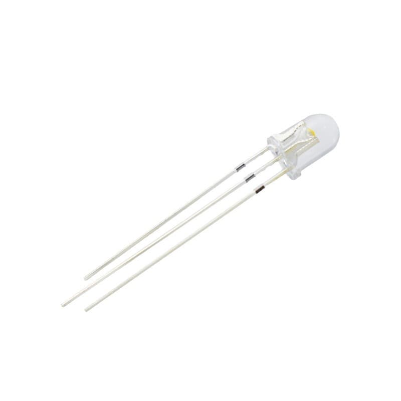Supply 5mm dual-color golden yellow LED beads, three-pin high-brightness F5 round head through-hole transparent automotive LED straw hat lamp beads