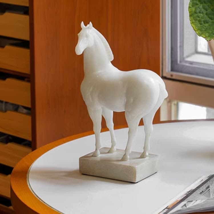New Chinese Retro White Horse Sculpture Decoration Home Decor White Horse Living Room Hotel TV Cabinet Ornament Gift
