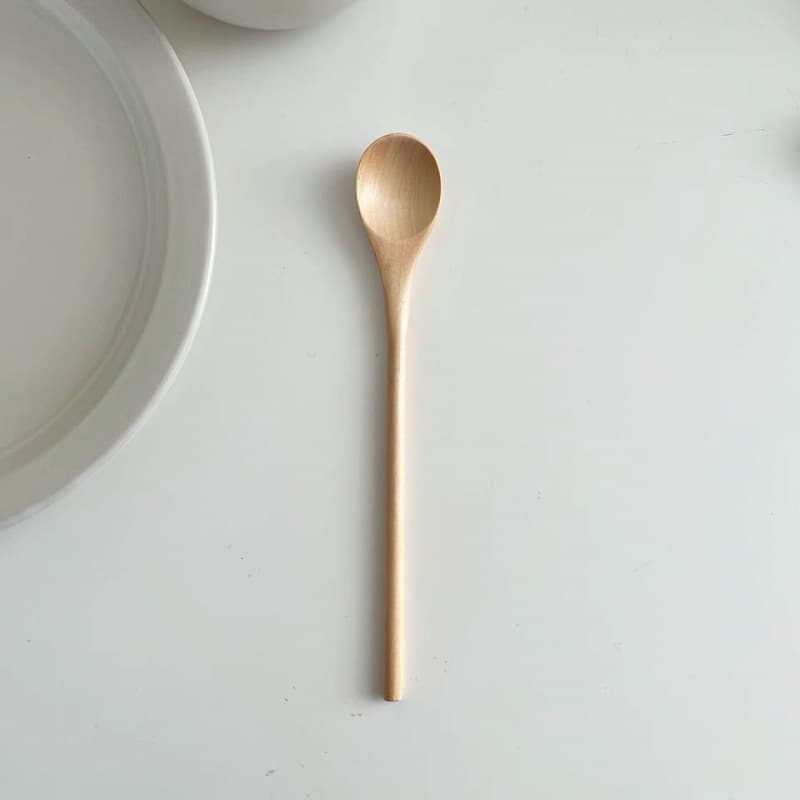 Wooden Spoon with Long Handle, Stirring Spoon for Coffee and Honey, Japanese-Style Wooden Spoon for Desserts and Cooking, Extra-Long