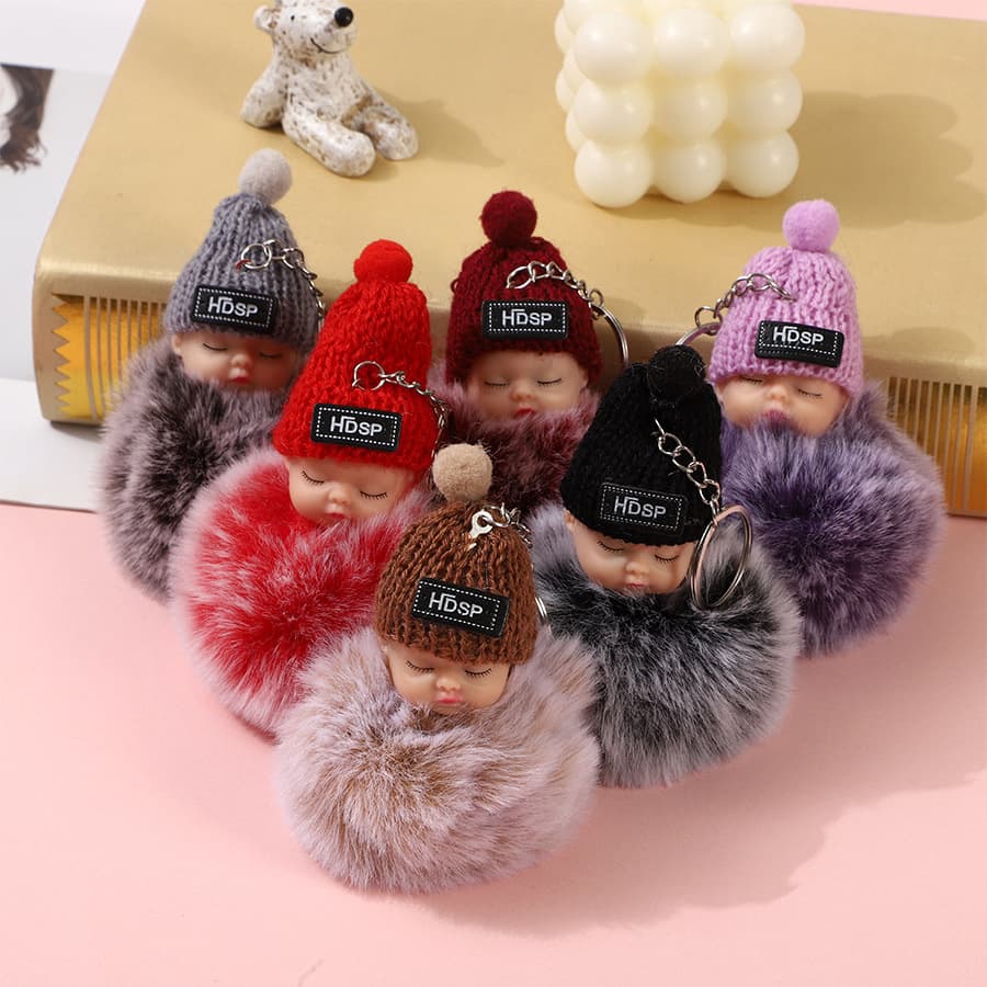 Sleeping Baby Car Cartoon Small Ornament Healing Pendant Cute Decoration Keychain Creative Photo Prop Doll