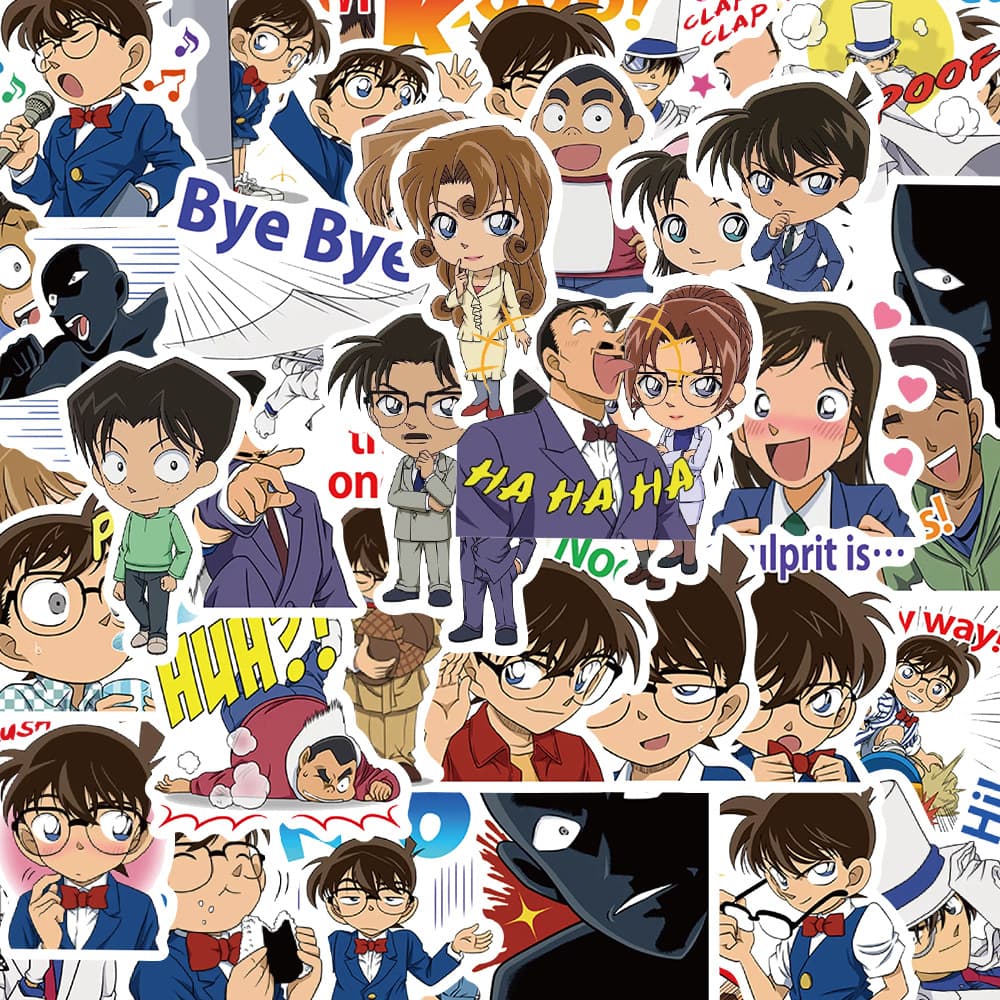 50 Classic Anime Detective Conan Shinichi Stickers Decorative Gift Waterproof Laptop Phone Stickers for Journaling and Cup Decoration
