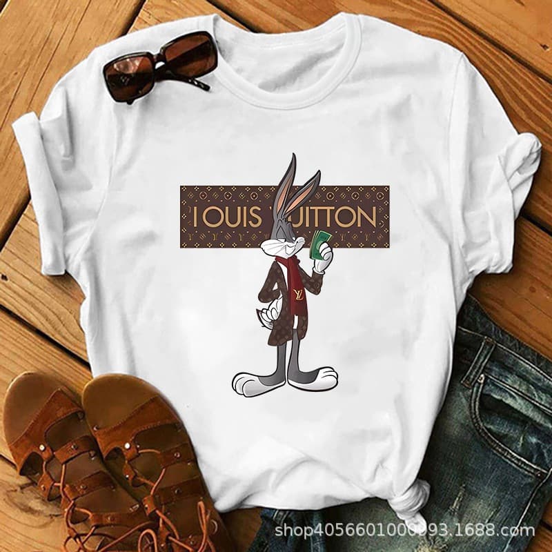 Bugs Bunny lettering printed short-sleeved women's loose round neck all-match casual T-shirt