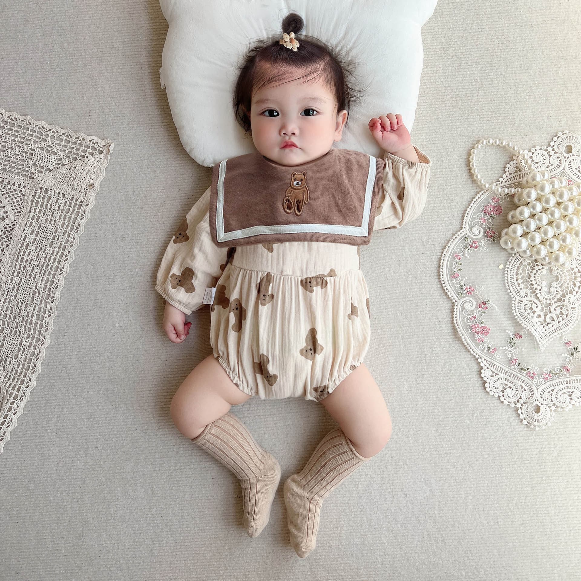 Ins Baby Clothes Spring Autumn Bodysuit Baby Cute Bodysuit Romper Baby 100-Day Going Out Crawling Suit