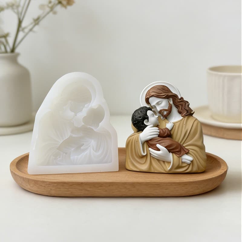 Small Father Holding Little Boy European Style Silicone Mold DIY Diffuser Gypsum Aromatherapy Candle Ornament Figure Mold