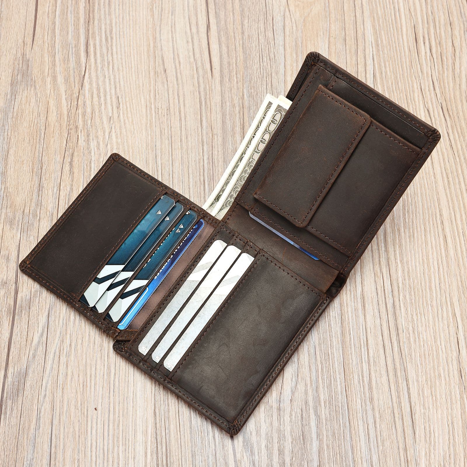 Amazon Cowhide Billfold RFID Genuine Leather Men's Premium Wallet Short Top Layer Card Holder Wallet Wholesale