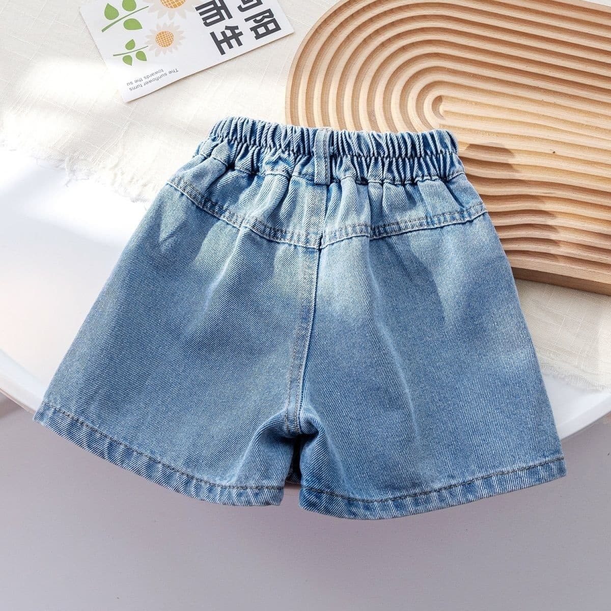 Girls' Summer New Sweet Rainbow Button Denim Shorts Korean Style Fashionable Short Skirt Children's Summer Denim Skirt