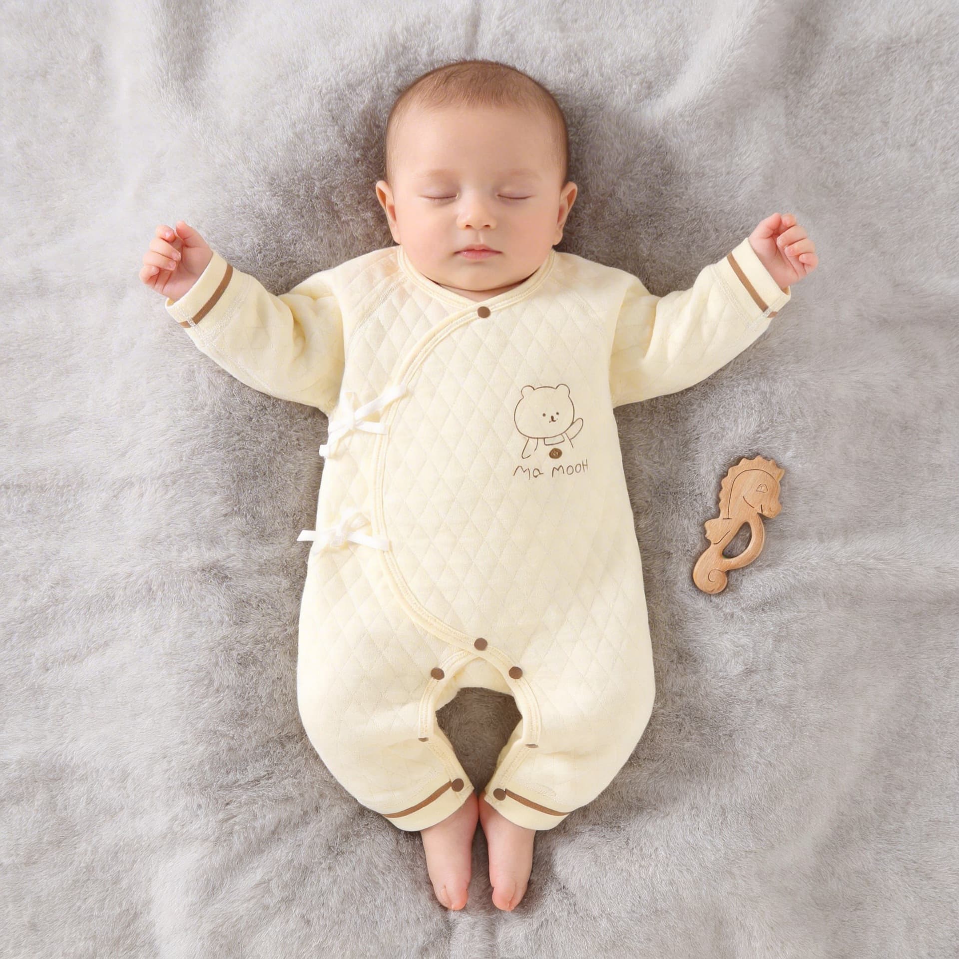 Newborn Baby Clothes Autumn Winter Romper Boys Girls Baby Hopsack Three-Layer Thermal Butterfly Suit Monk Suit