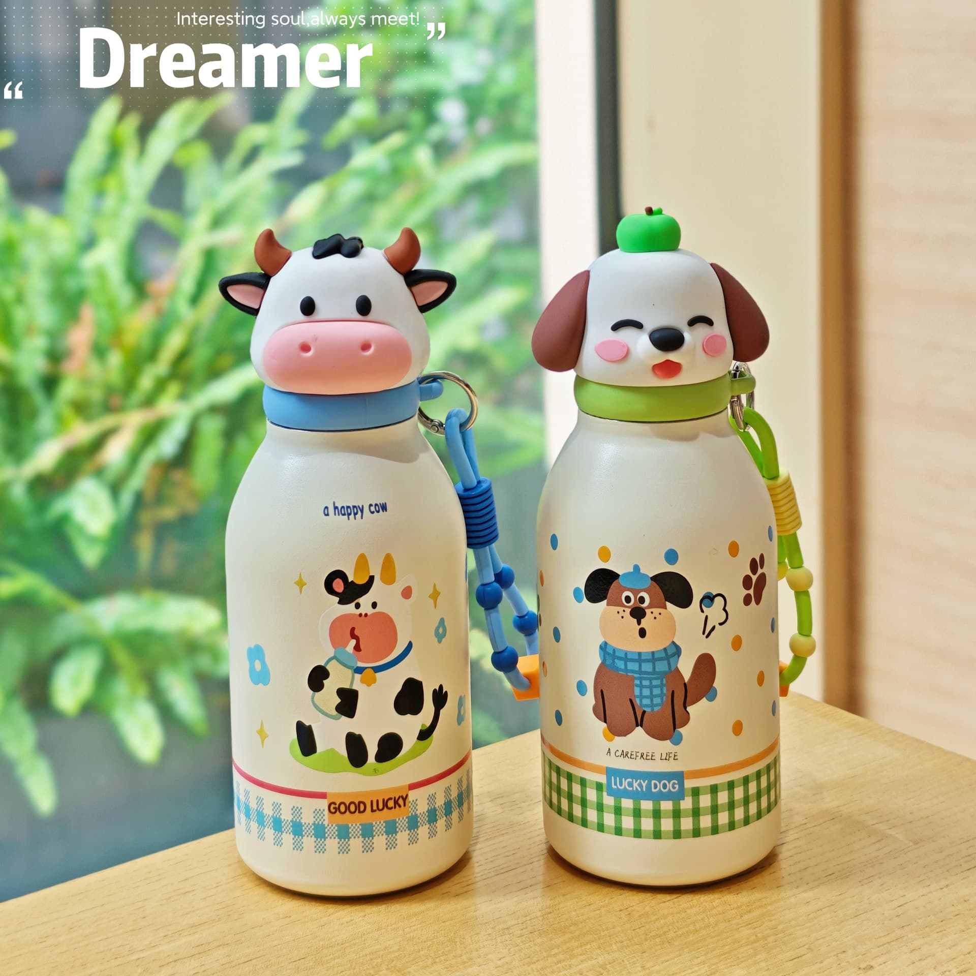 2026 New Animal-Shaped Insulated Cup Cute Puppy Cup Cow Cup Cat Straw Cup Children's Gift Cup