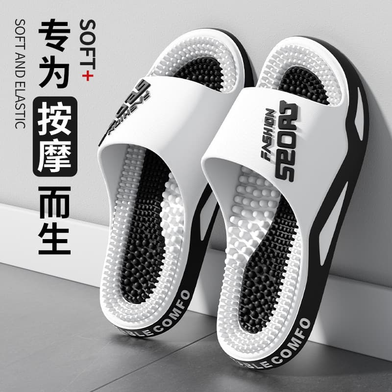 2026 New Comfort Massage Slippers Cross-Border Drop Shipping Men's Letter Print Anti-Slip Comfortable Indoor Outdoor Slippers