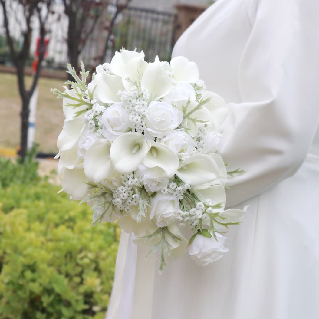 Pu Lotus Waterfall Handheld Bouquet Wedding Bride Photography Props Flower Arrangement Office Culture Handheld Flowers