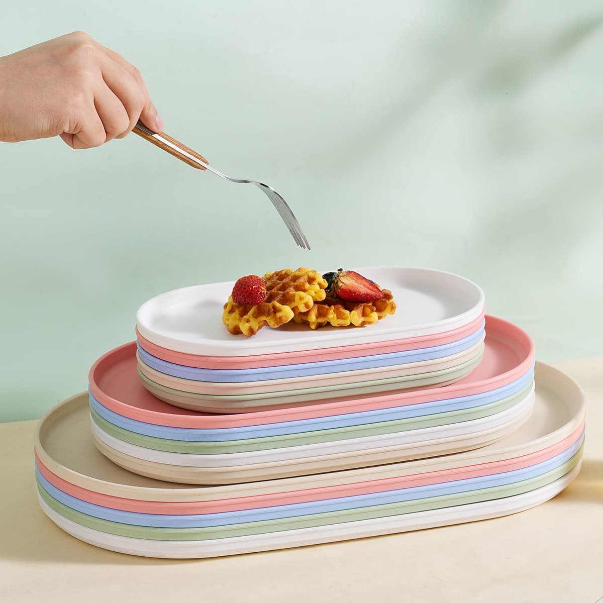 Japanese-style oval dining plate, ins home dessert plate, creative plastic shatterproof restaurant snack plate, afternoon tea tray