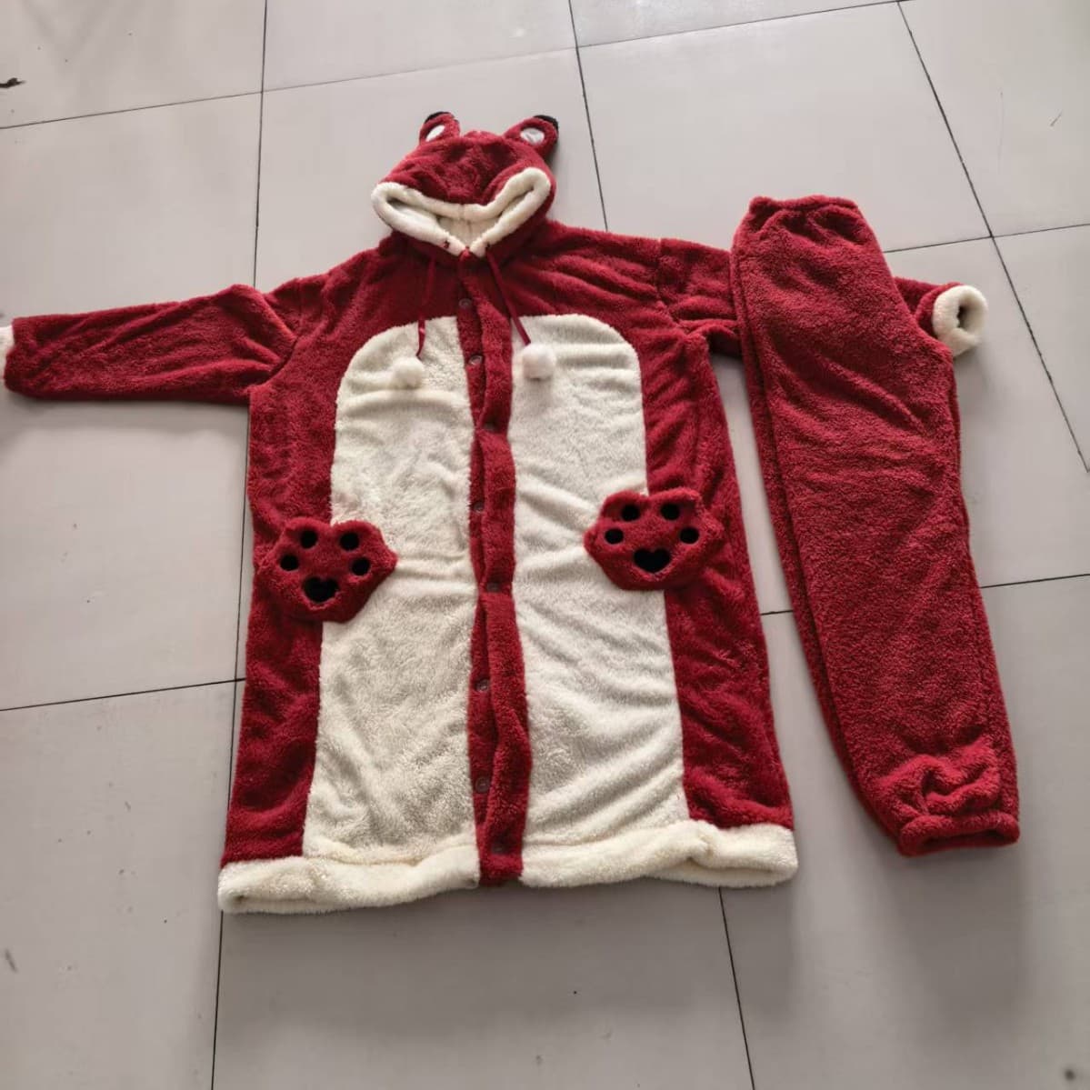 Fox Pajamas, Little Raccoon Coral Fleece, Panda Couple's Autumn and Winter Warm Robes, Suitable for Outdoor Wear, Women's Dinosaur Loungewear