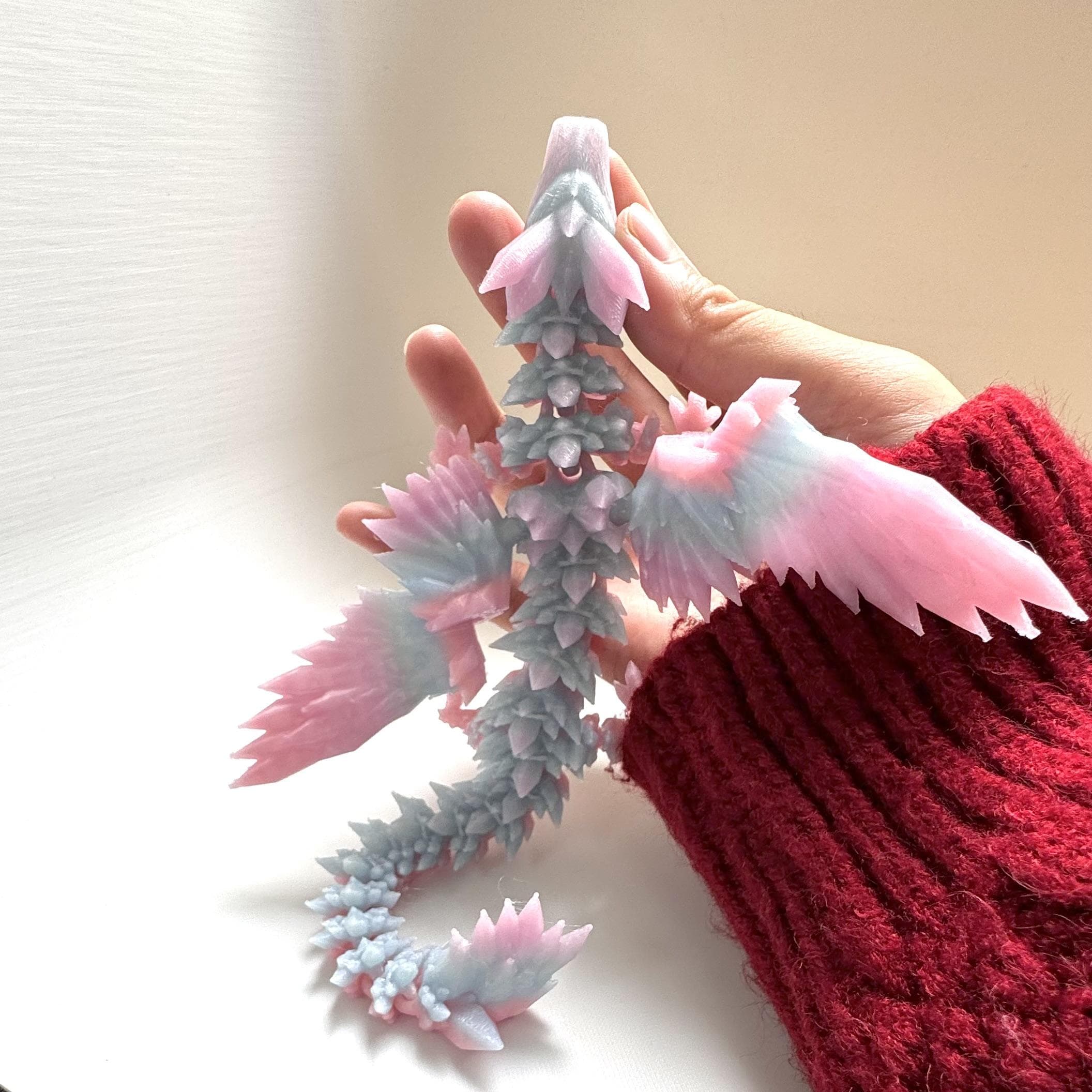 3D printed luminous rainbow dragon egg luminous rainbow crystal wings flying dragon full body joints movable children's toy