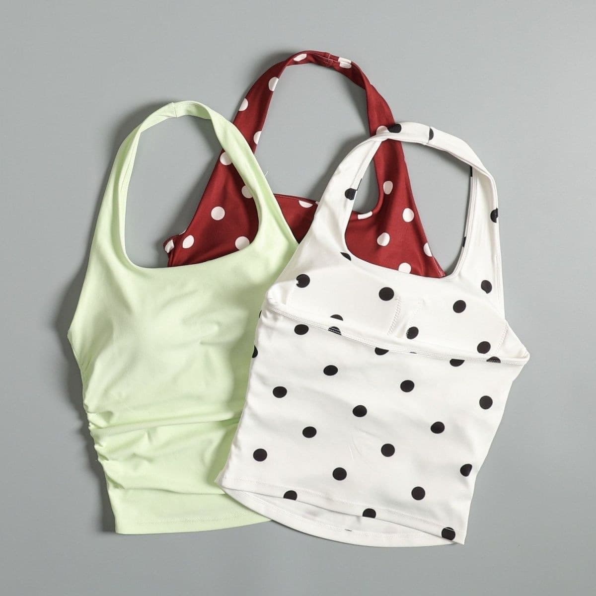 Girls Cotton Retro Black and White Polka Dot Halter Vest Summer Short Contrast Color Backless Suspender Versatile Children's Clothing Top