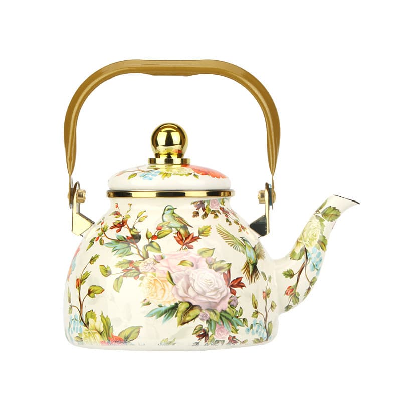 Enamel Coffee Pot Enamel Kettle Gold Handle Pear-Shaped Home Cold Water Kettle Steel Handle Enamel Kettle Boiling Water Kettle