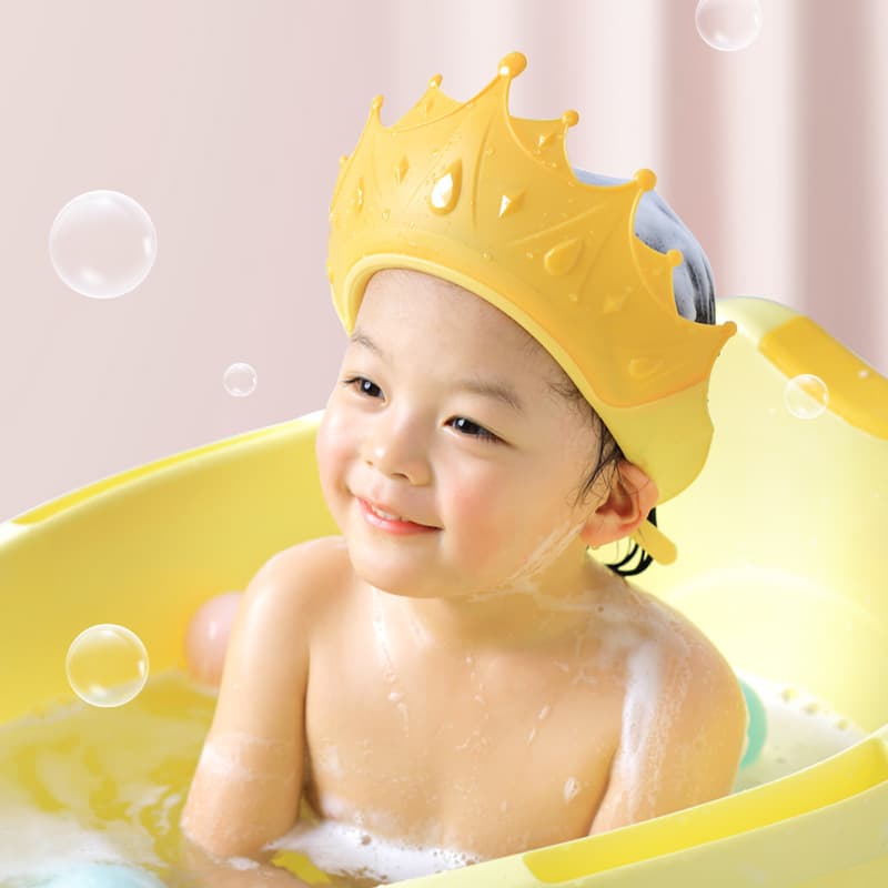 Crown Newest Children's Silicone Shower Cap Ear Protector Adjustable Baby Shampoo Cap Shampoo Helper