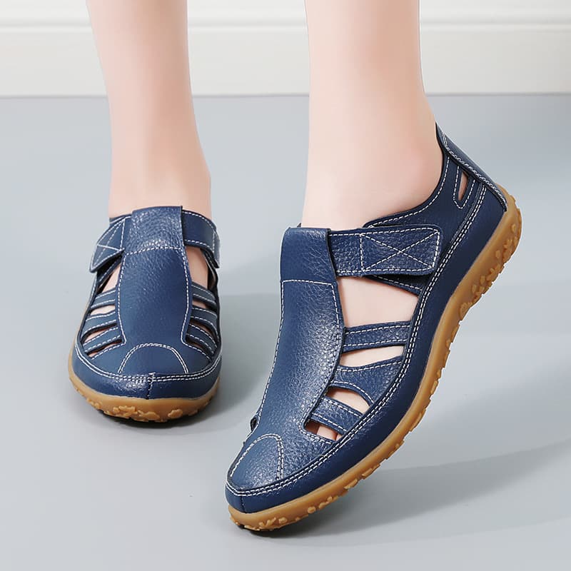 Summer handmade retro sandals soft bottom mother shoes cowhide hook and loop casual women's shoes a generation of hair