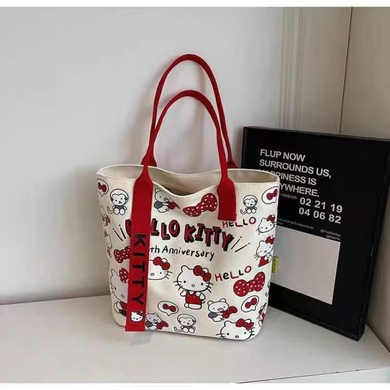 Canvas Kt Cat Canvas Bag Women 2025 Casual Shoulder Bag Large Capacity Mommy Bag Outdoor Handbag