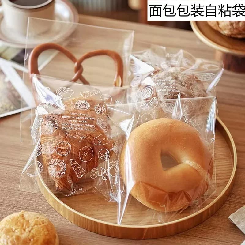 Bagel bread packaging bag ziplock bag baking toast baking individual small self-adhesive sandwich transparent snack bag