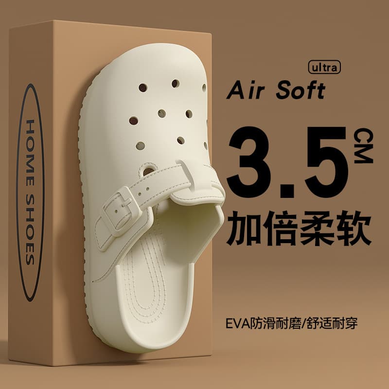 Summer Birkenstock Style Perforated Shoes for Women 2025 New Summer Thick Sole Sandals Outdoor Wear Internet Famous Fashion Height Increasing Closed-Toe Slippers