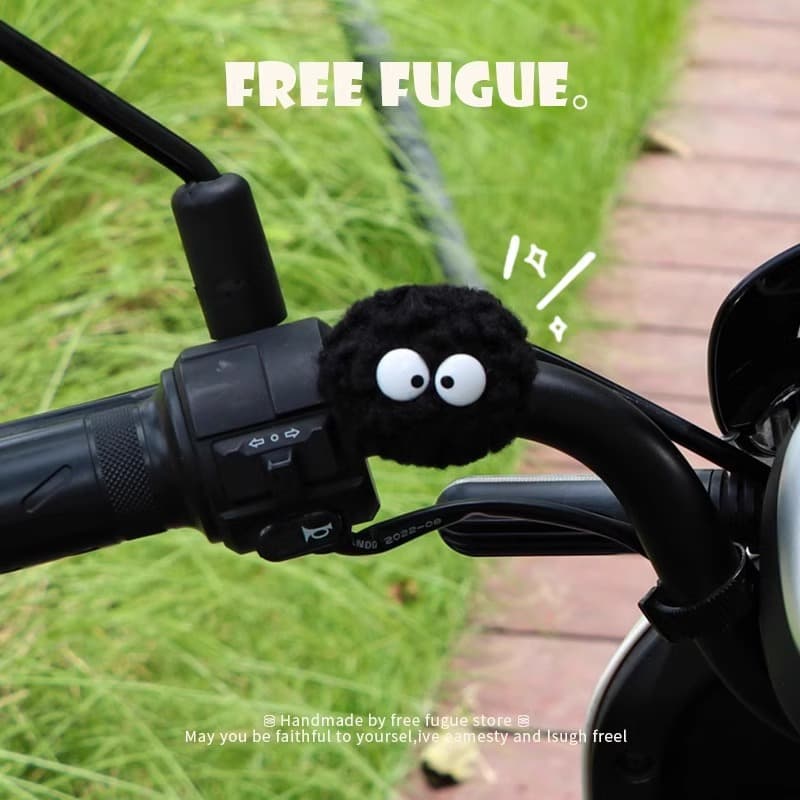 Cute Sooty Doll for Electric Scooter, Black Coal Ball Decoration Creative Bicycle Mountain Bike Hanging Accessory