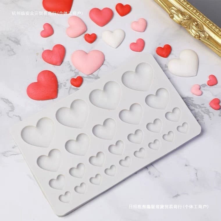Valentine's Day Heart Silicone Mold Chocolate Fondant Cake Mold Heart-Shaped Dessert Decoration Baking Tool