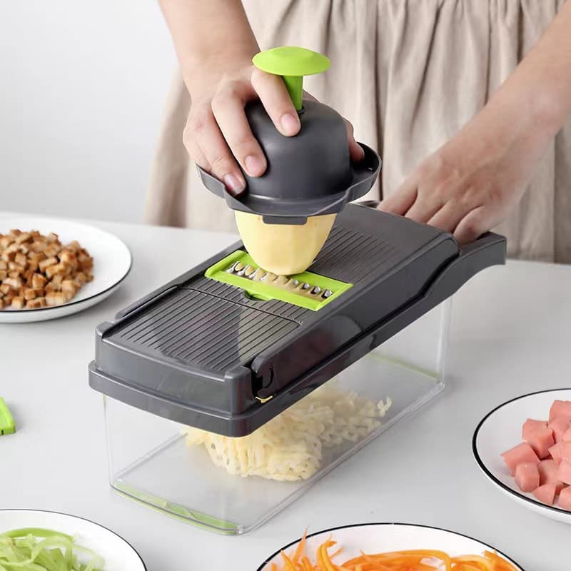 Cross-Border Kitchen Multifunctional Vegetable Cutter 14-Piece Set for Dicing, Shredding, Slicing, and Draining, Kitchen Potato Grater Slicer