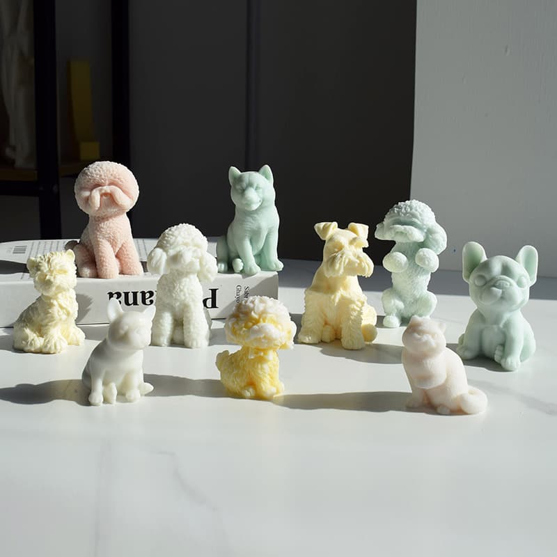 Teddy Dog, Bichon Frise, Shiba Inu Scented Candle Silicone Mold DIY Puppy Plaster Resin Ornament Mold