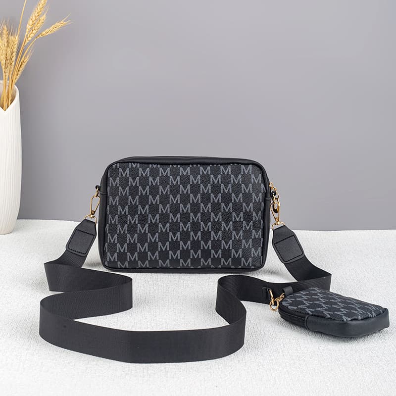 New Fashion Letter Print Camera Bag Crossbody Set of Two, Trendy Versatile Hardware Decor Shoulder Bag