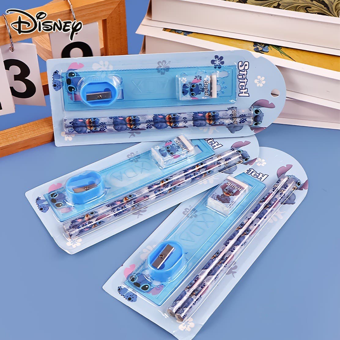 Disney Stitch Stationery Set Cartoon Pencil Eraser Sharpener Student Back-to-School Gift Children's Prizes