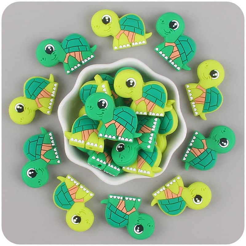 Baby Cartoon Silicone Turtle Teether, Creative DIY Pacifier Clip Wristband Toy Accessory