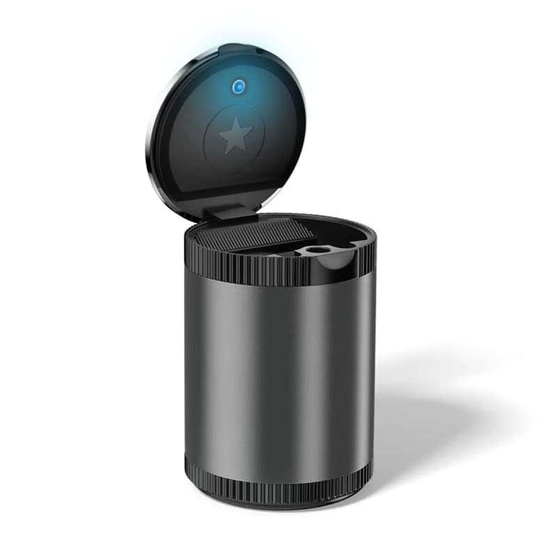 Trendy brand car ashtray, creative with cover, in-car LED light, portable ashtray
