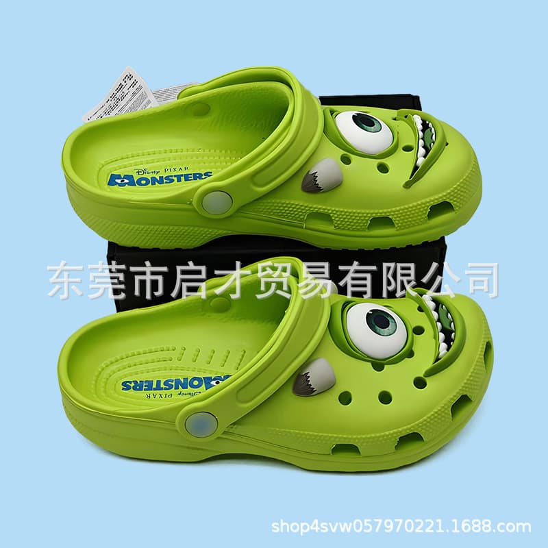New Cartoon Collaboration Power Monster Big-Eyed Children's Non-Slip Clogs Trendy Sandals Wholesale