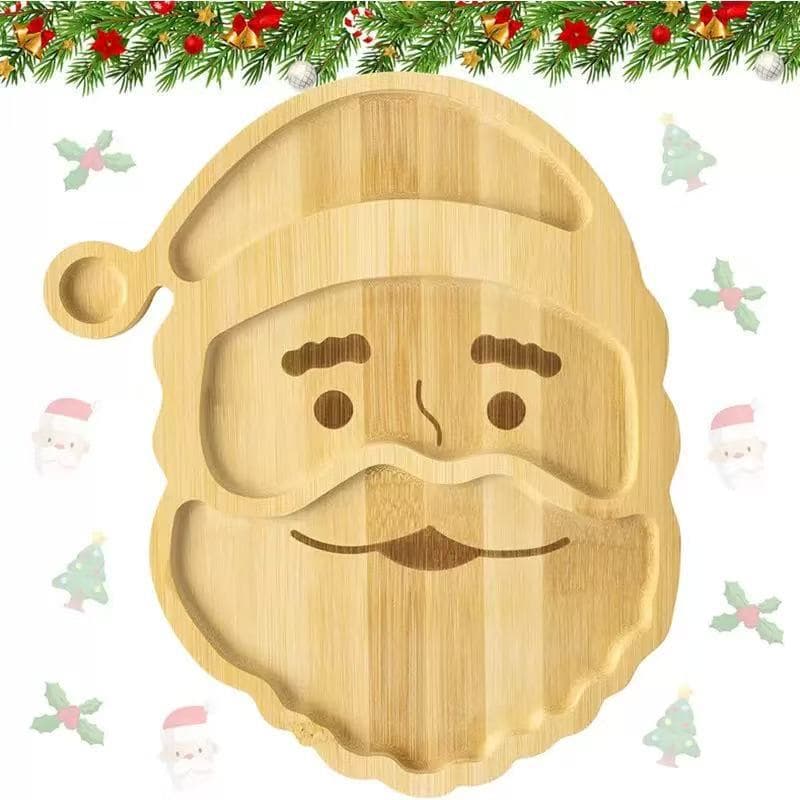 Cross-border Bamboo Christmas Santa Tray Wooden Decorative Plate Kitchen Tableware Fruit Snack Candy Dish