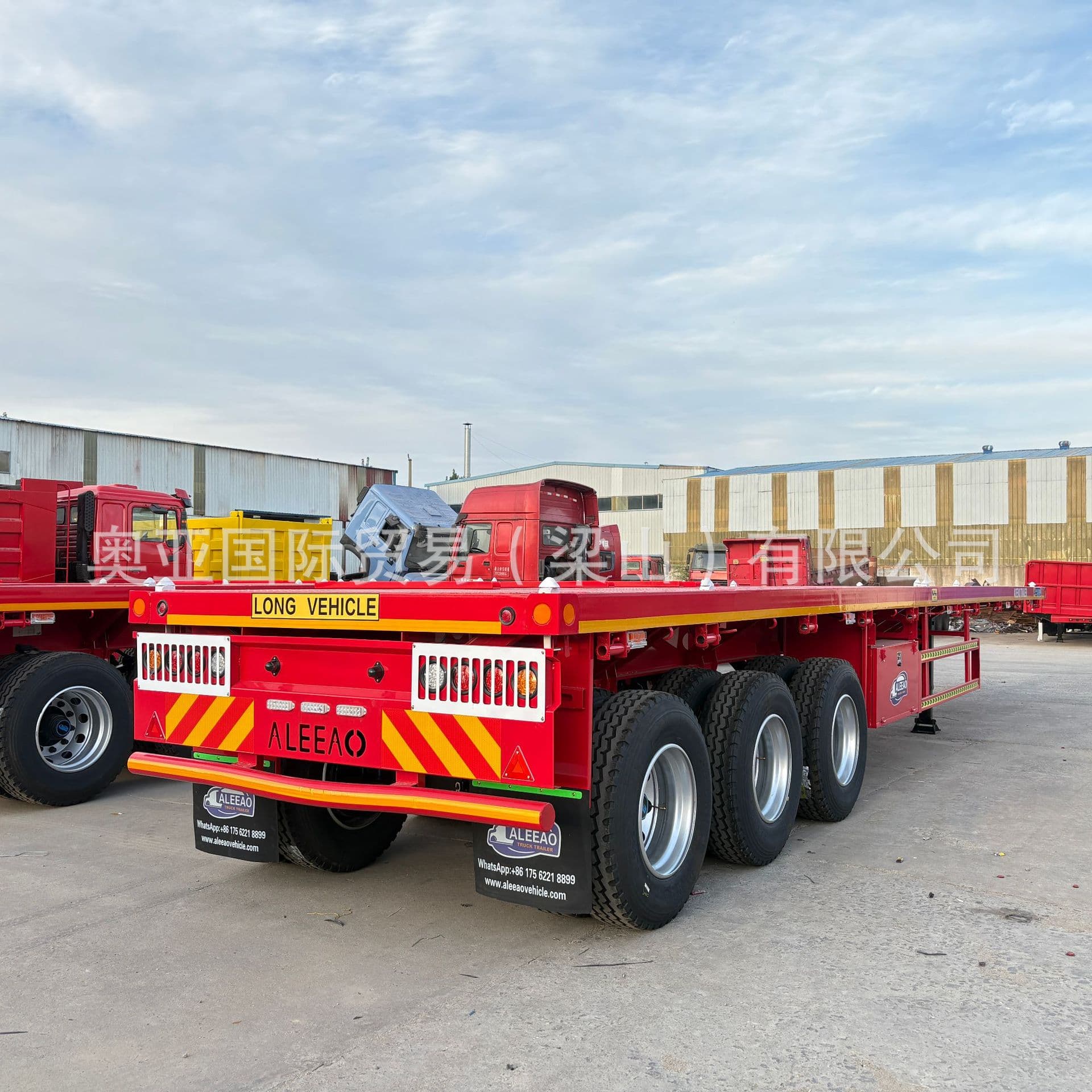 Cross-border Tanzania 3-axle 40ft container flatbed semi-trailer 60-ton flatbed mechanical suspension semi-trailer