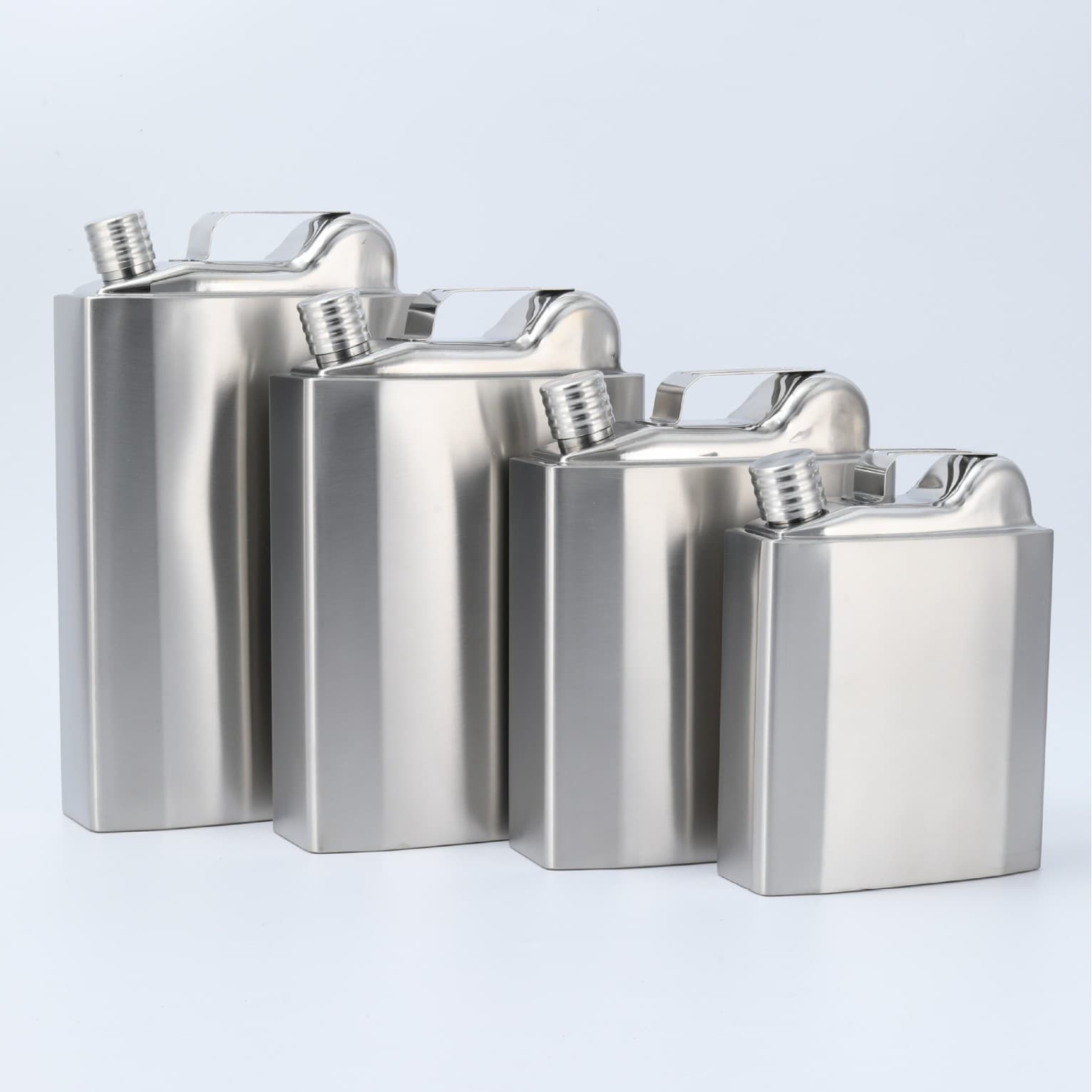 Cross-border Oil Can 304 Stainless Steel Large Hip Flask, Outdoor Baijiu Bottle Multiple Sizes Russian Oil Can Square Thickened