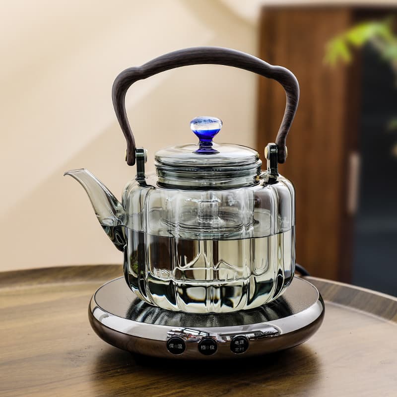 Glass Tea Pot Set for Home Indoor Tea Roasting and Brewing, Electric Ceramic Stove, Modern Minimalist Style Tea Brewing Tools