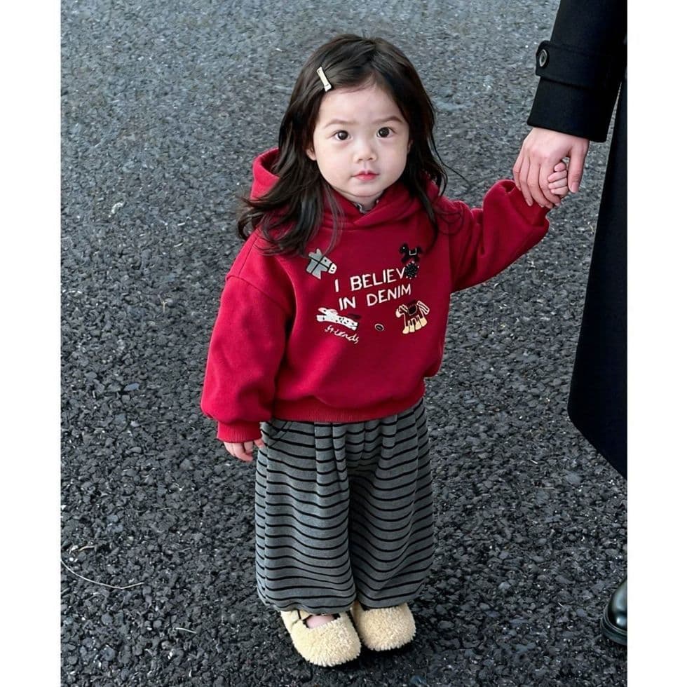 Girls' Sweatshirt 2026 New Boys' Red Fleece Pullover Cartoon Print Hooded Thick Casual Sweatshirt Trendy