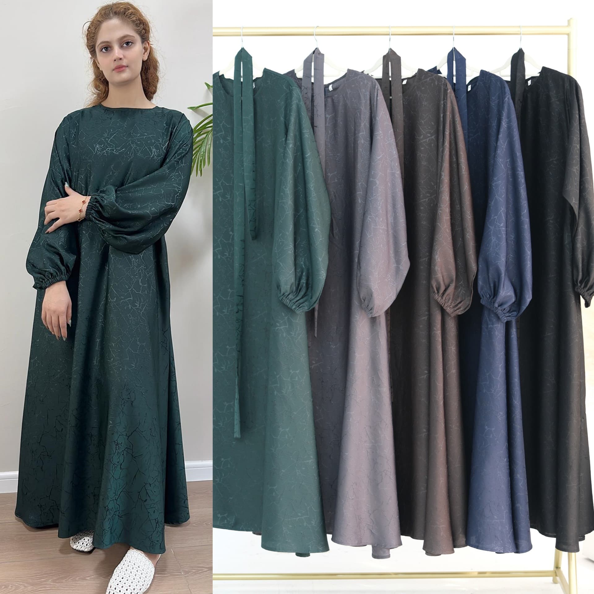 Loriya long-sleeved large size loose printed dress LRDB009