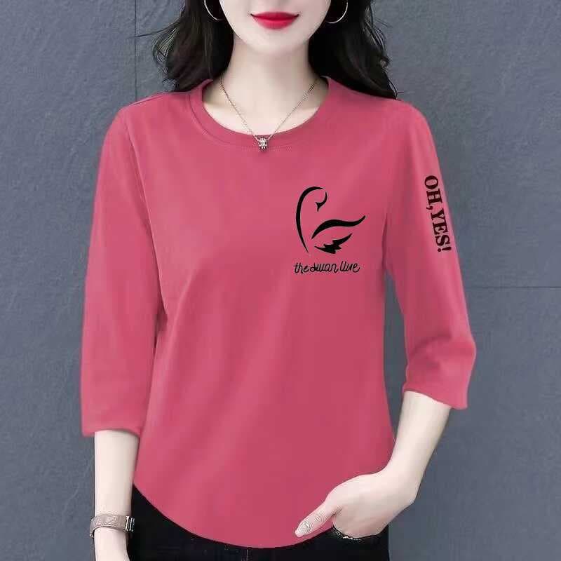 Clearance clearance foreign trade mother's clothing middle-aged and elderly three-quarter sleeve T-shirt women's loose casual versatile bottoming T-shirt top
