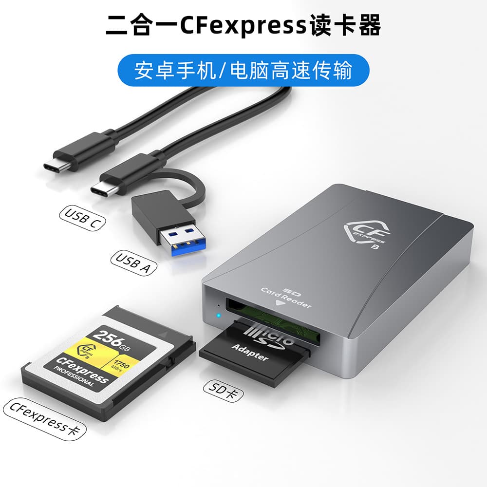 Shenzhen factory CFeB card reader 10Gbps high-speed reading and writing compatible with Z6/Z7/R5 mirrorless camera card reader